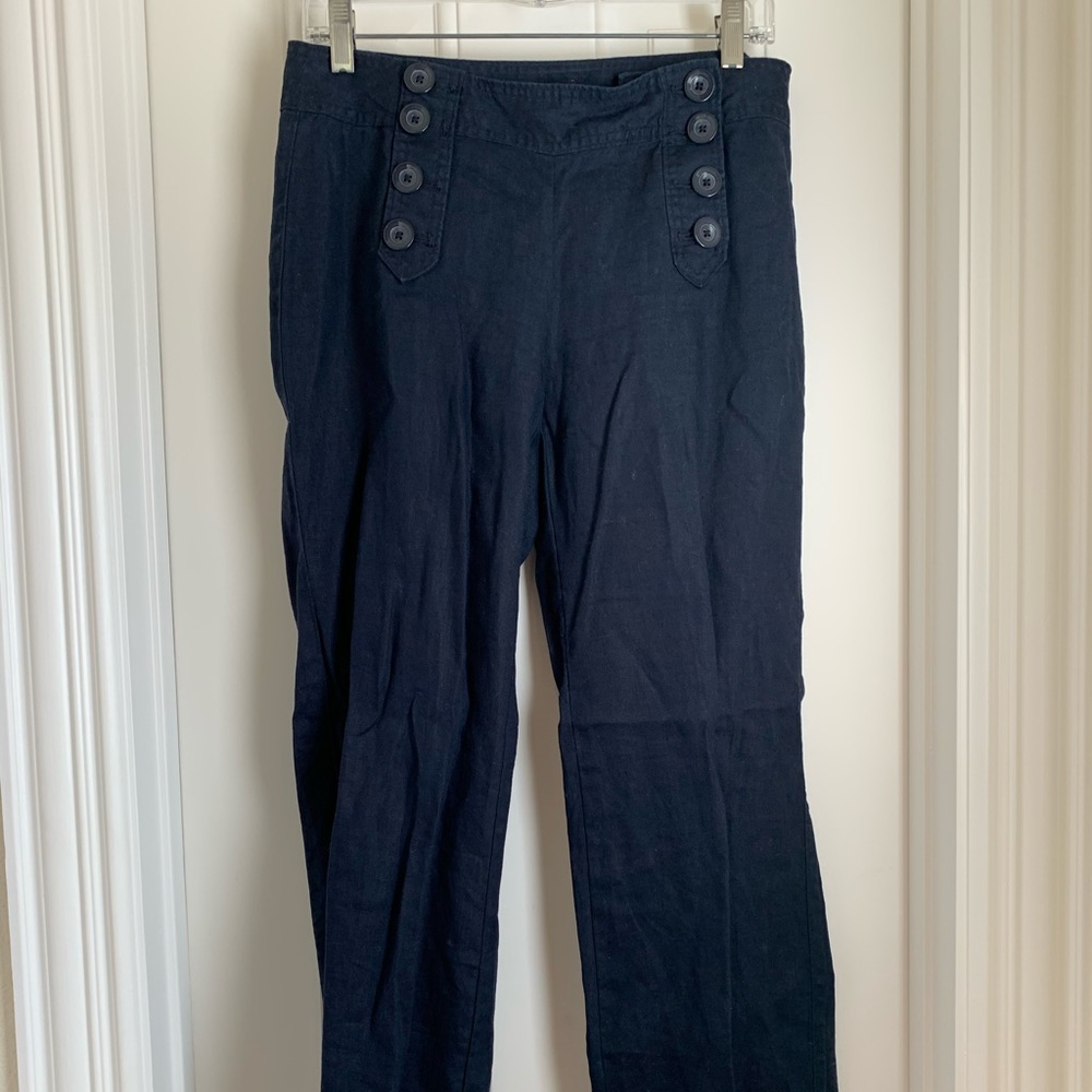 Banana Republic Navy Linen Wide Leg Pants Size 6